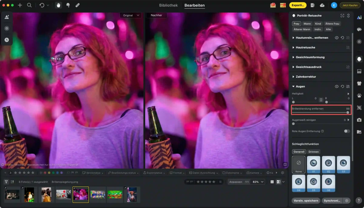 Brillenspieglung entfernen Brillenspiegelung entfernen