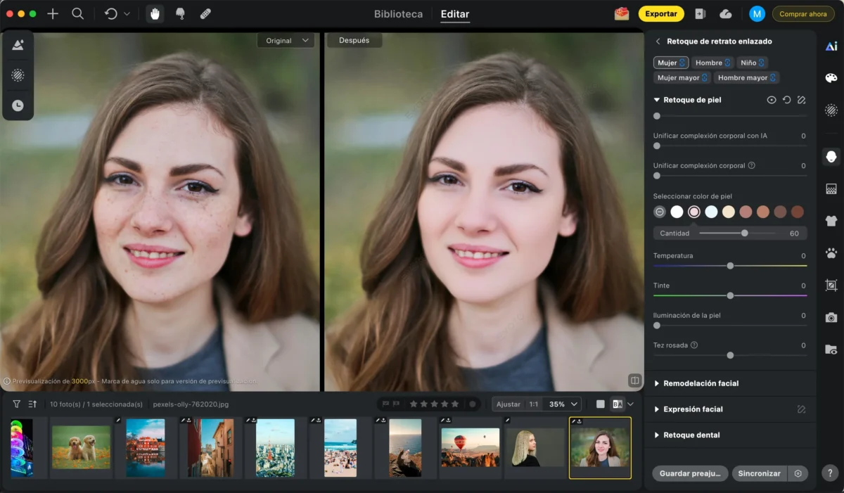 Cambiar el tono de piel