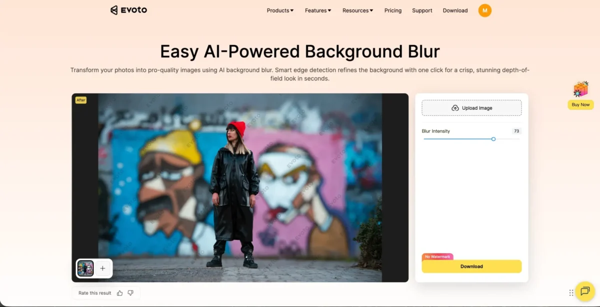 Blur-Intensität wählen