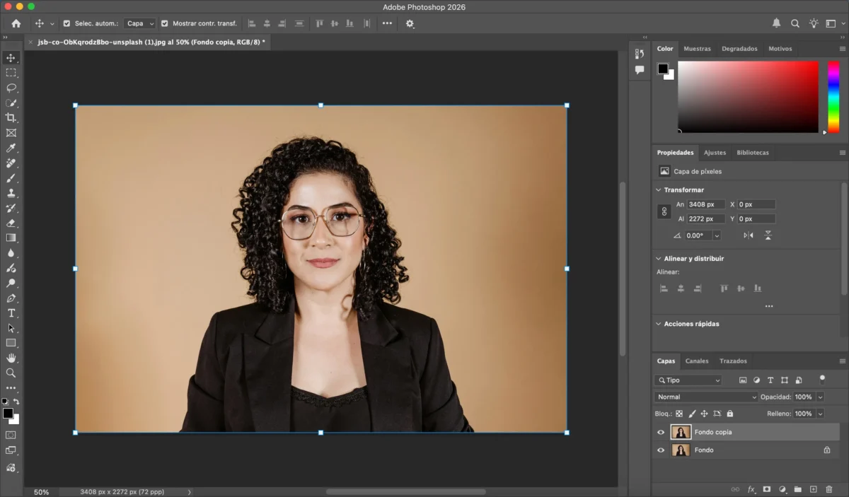 Duplica la capa de fondo Duplica la capa de fondo