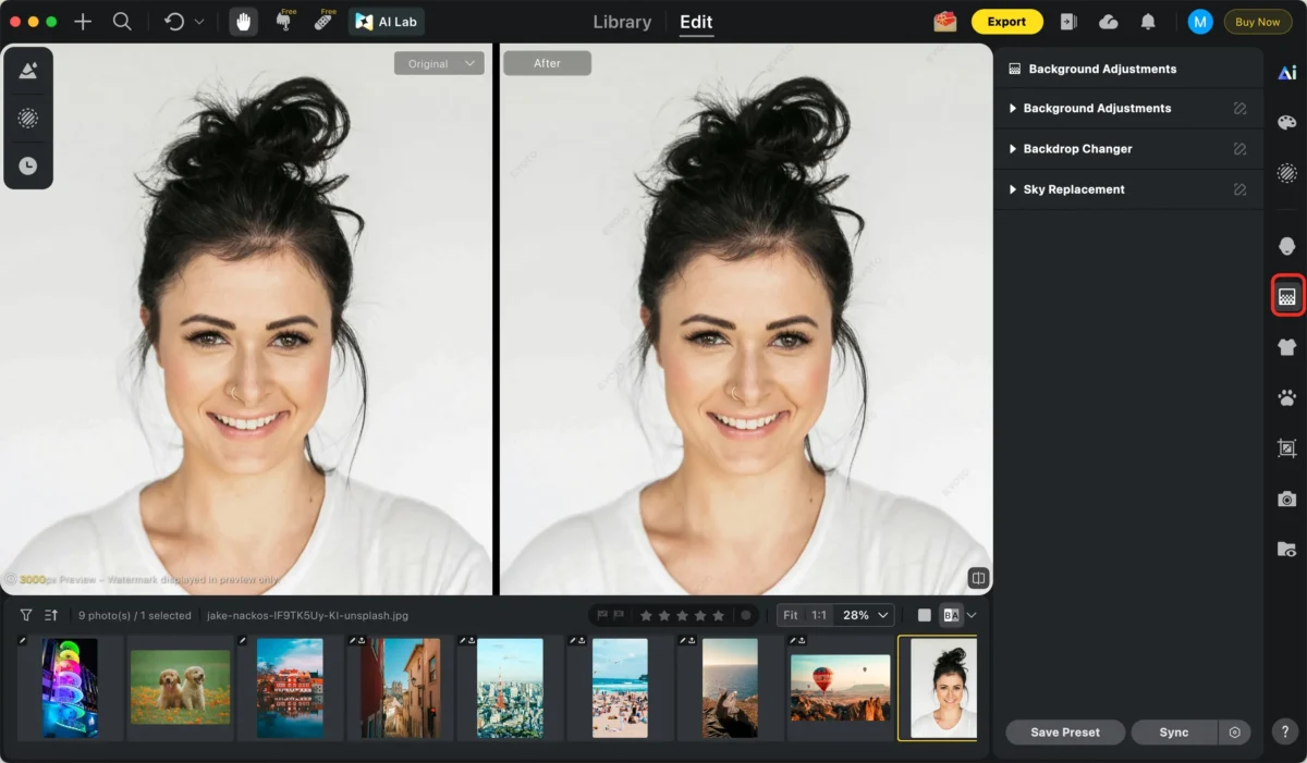 Go to Background Adjustment