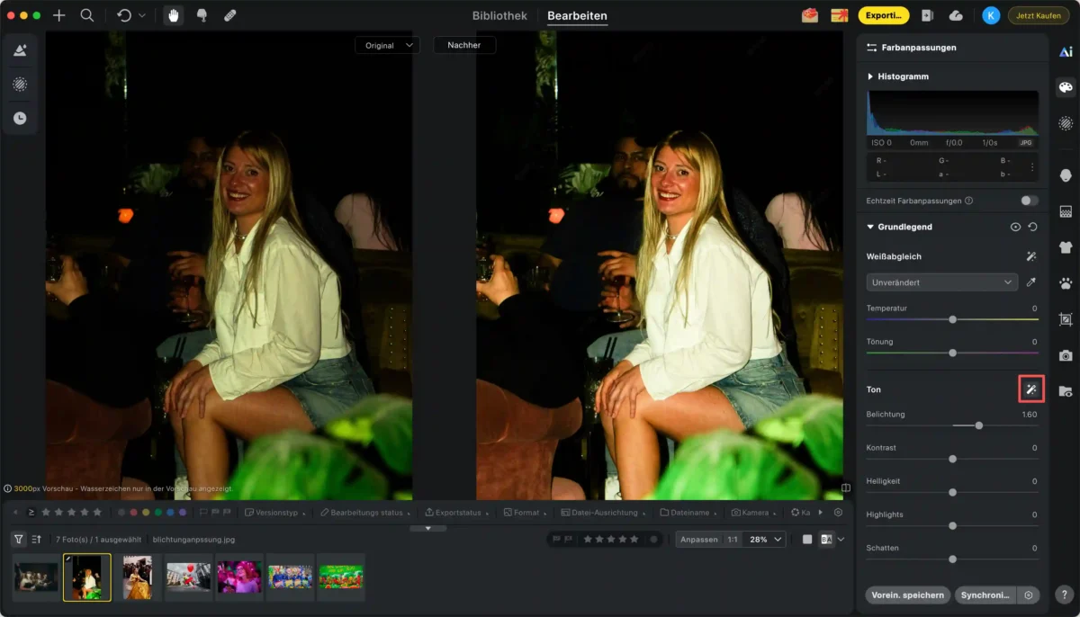 KI Belichtungsanpassung Belichtung korrigieren