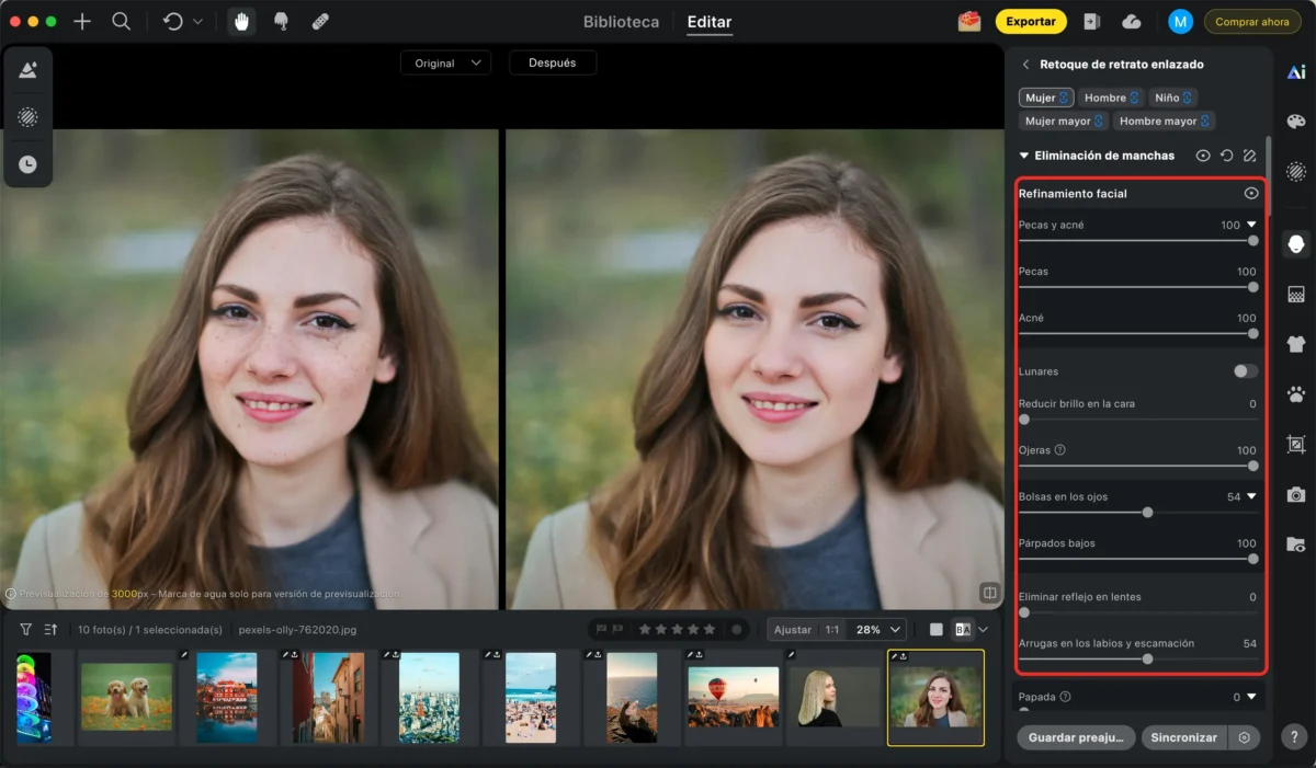 Mejora de retratos con IA