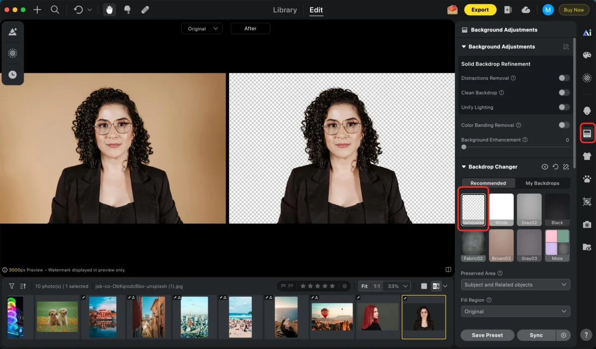 One-Click Background Selection