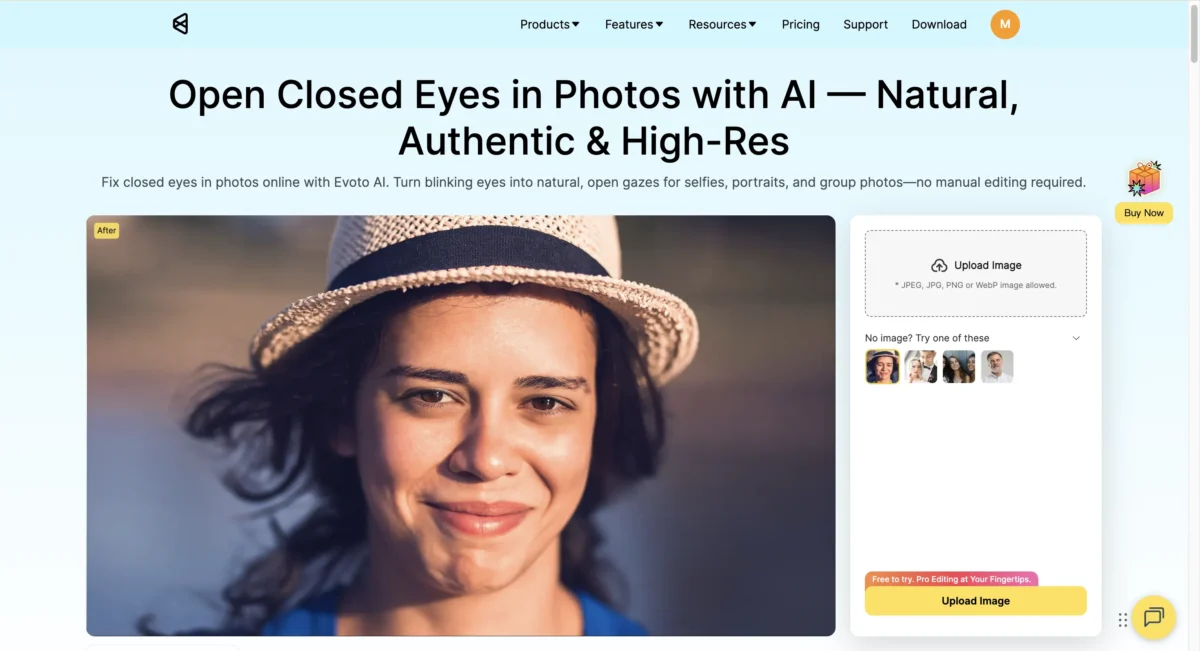 Open the Evoto eye-opening webpage