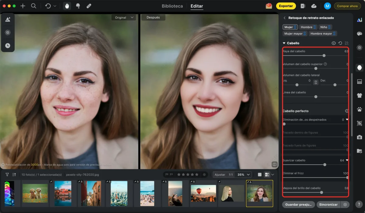 Perfeccionar el cabello