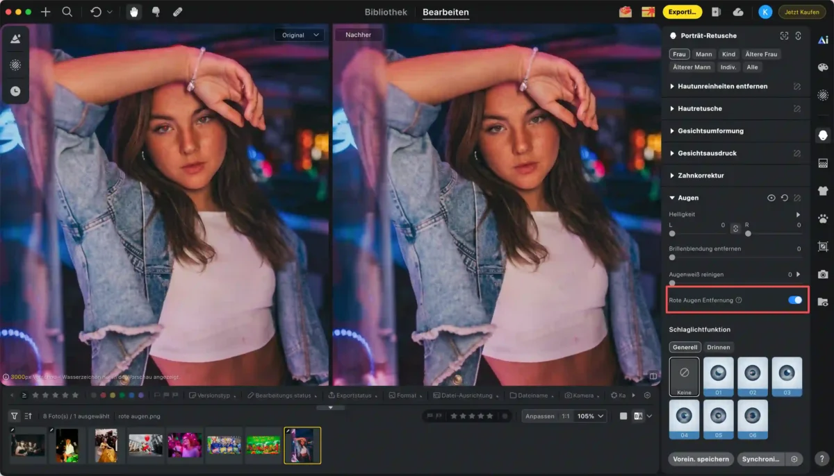 Rote Augen entfernen Rote Augen entfernen