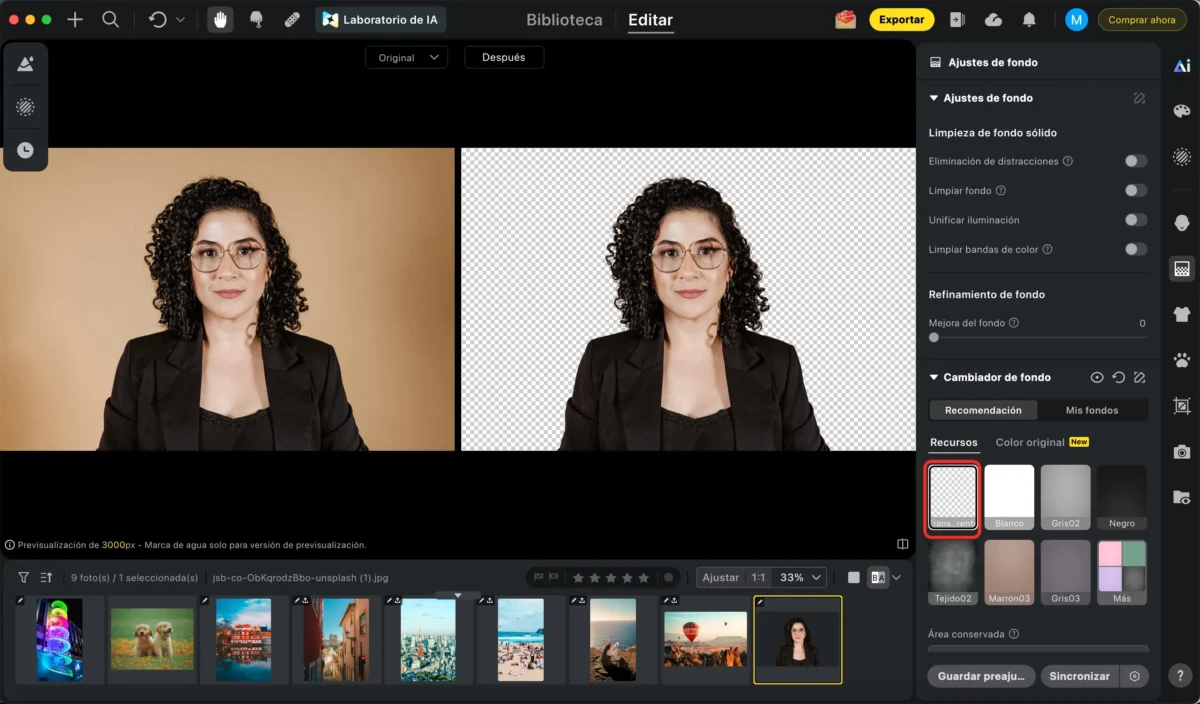 Seleccion de fondo con un clic Selección de fondo con un clic