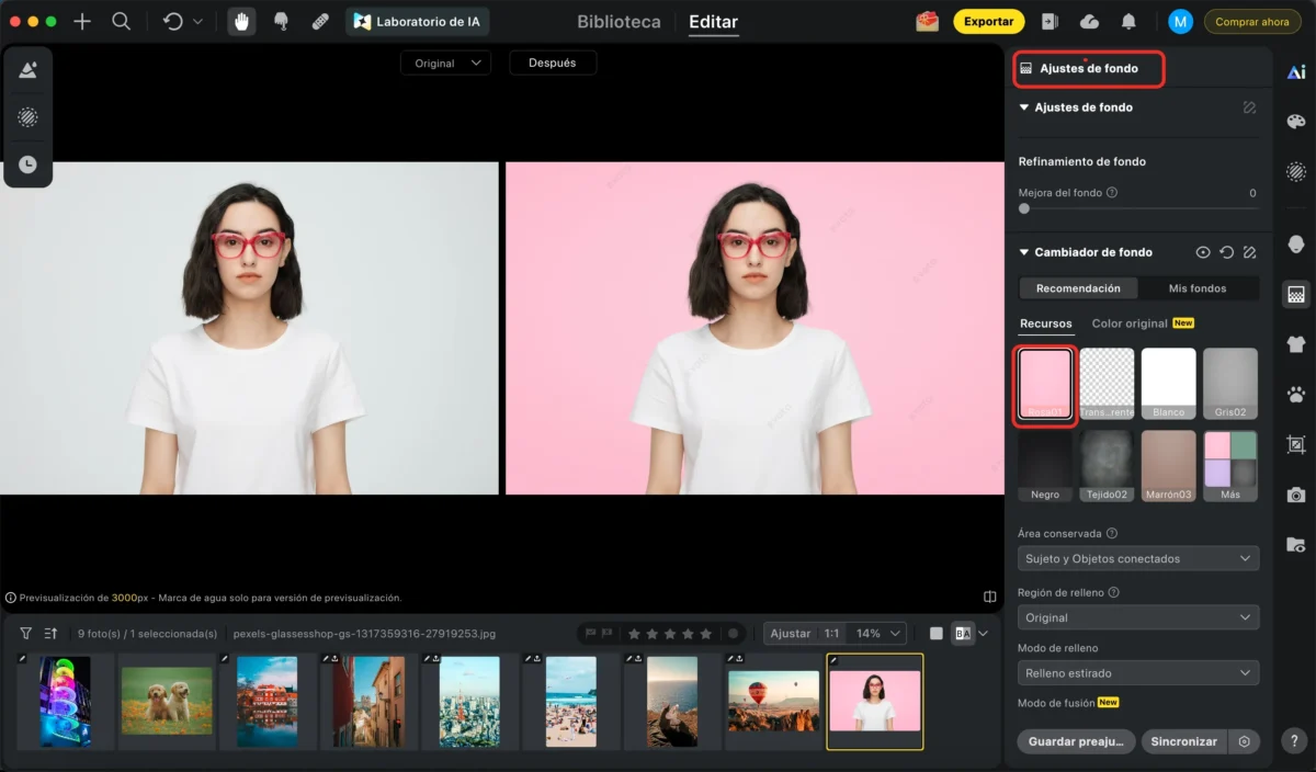 Seleccionar el fondo