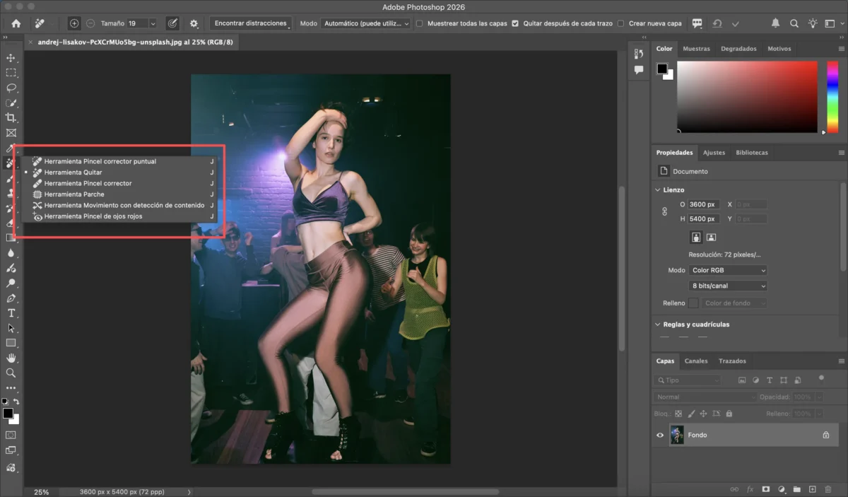 Seleccionar la herramienta Quitar