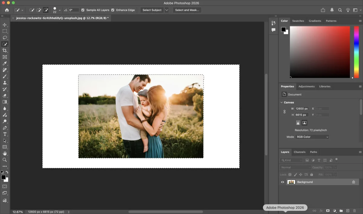 Select the Background Area