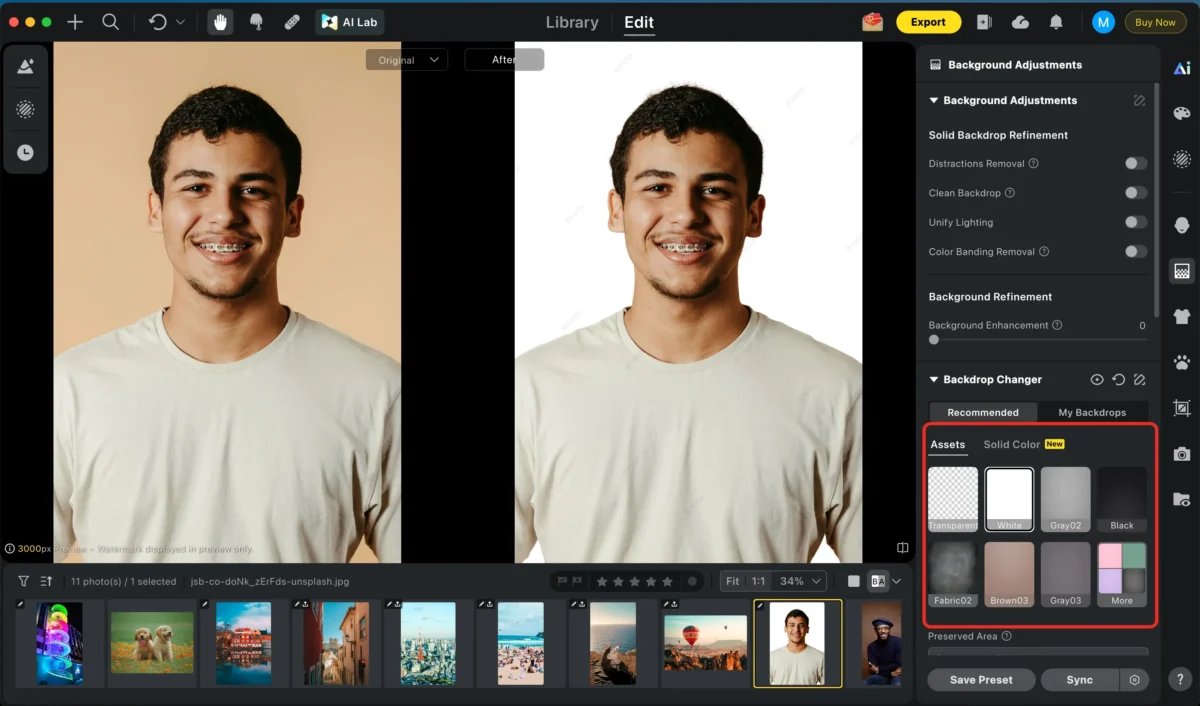 Select the white background