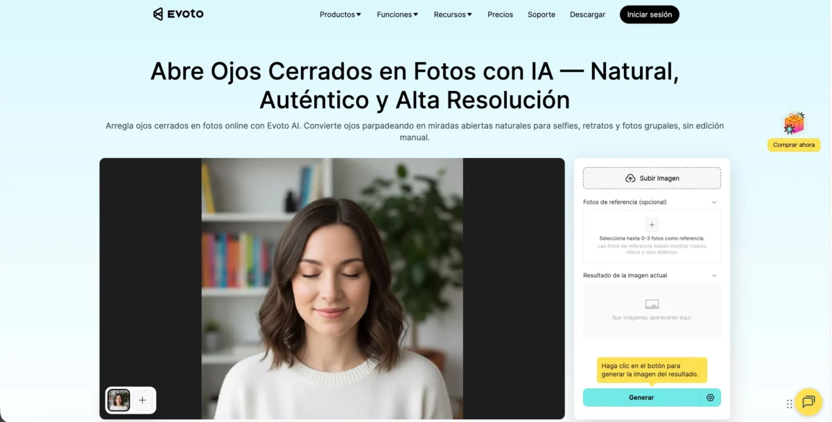 Sube la foto con los ojos cerrados