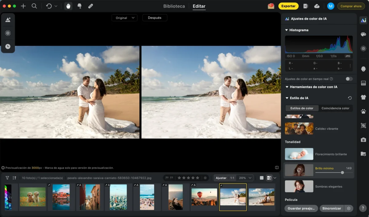 Usar filtros de color