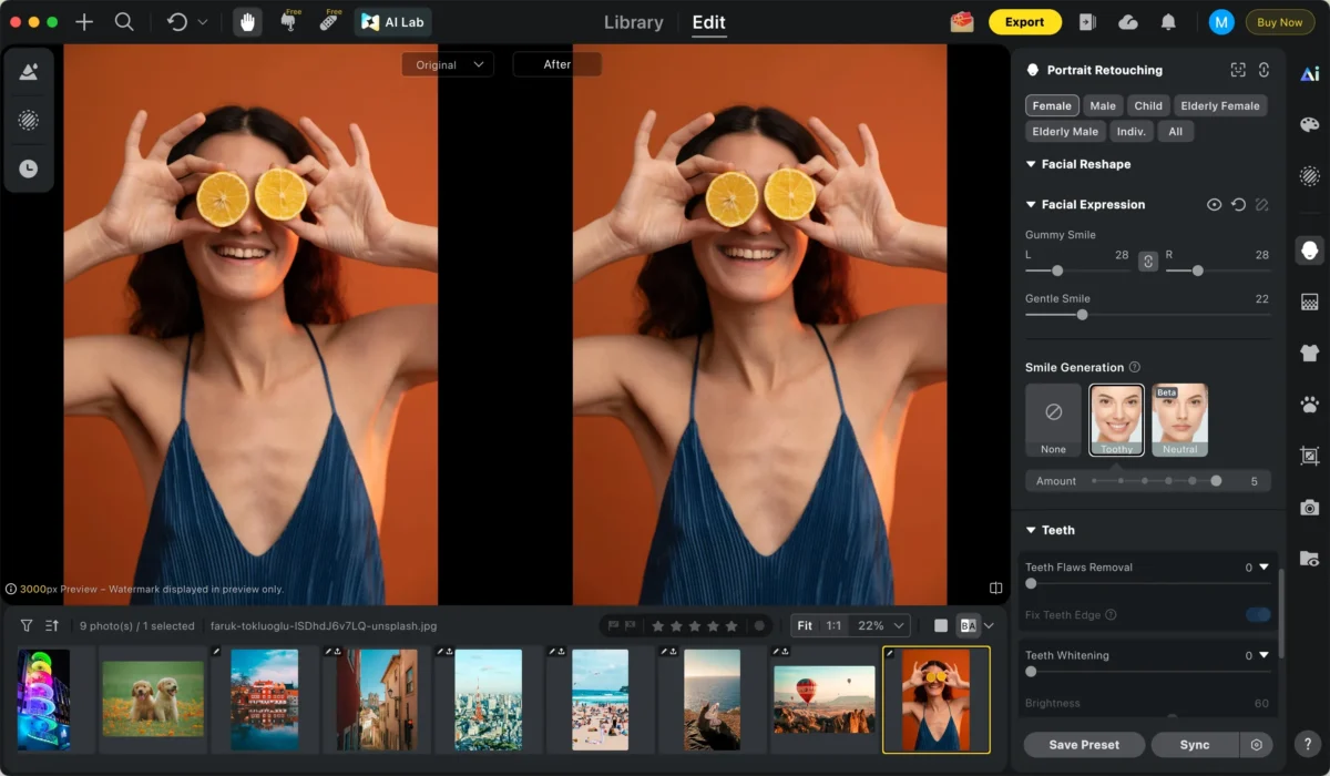 Use AI Smile Adjustment Use Smile Adjustment