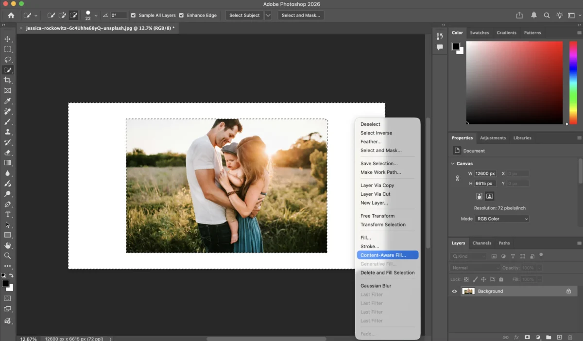 Use Content Aware Fill