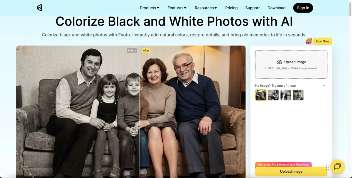 Bild kolorieren mit Evoto AI