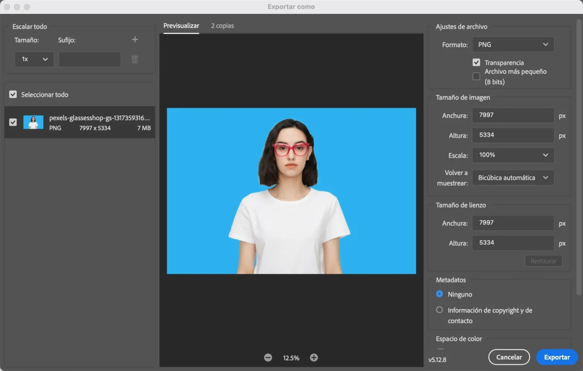 exportar en photoshop