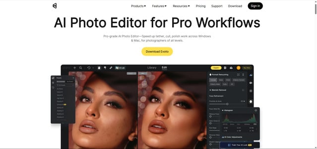 Evoto AI photo editor as one of the best photo editing software for professionals