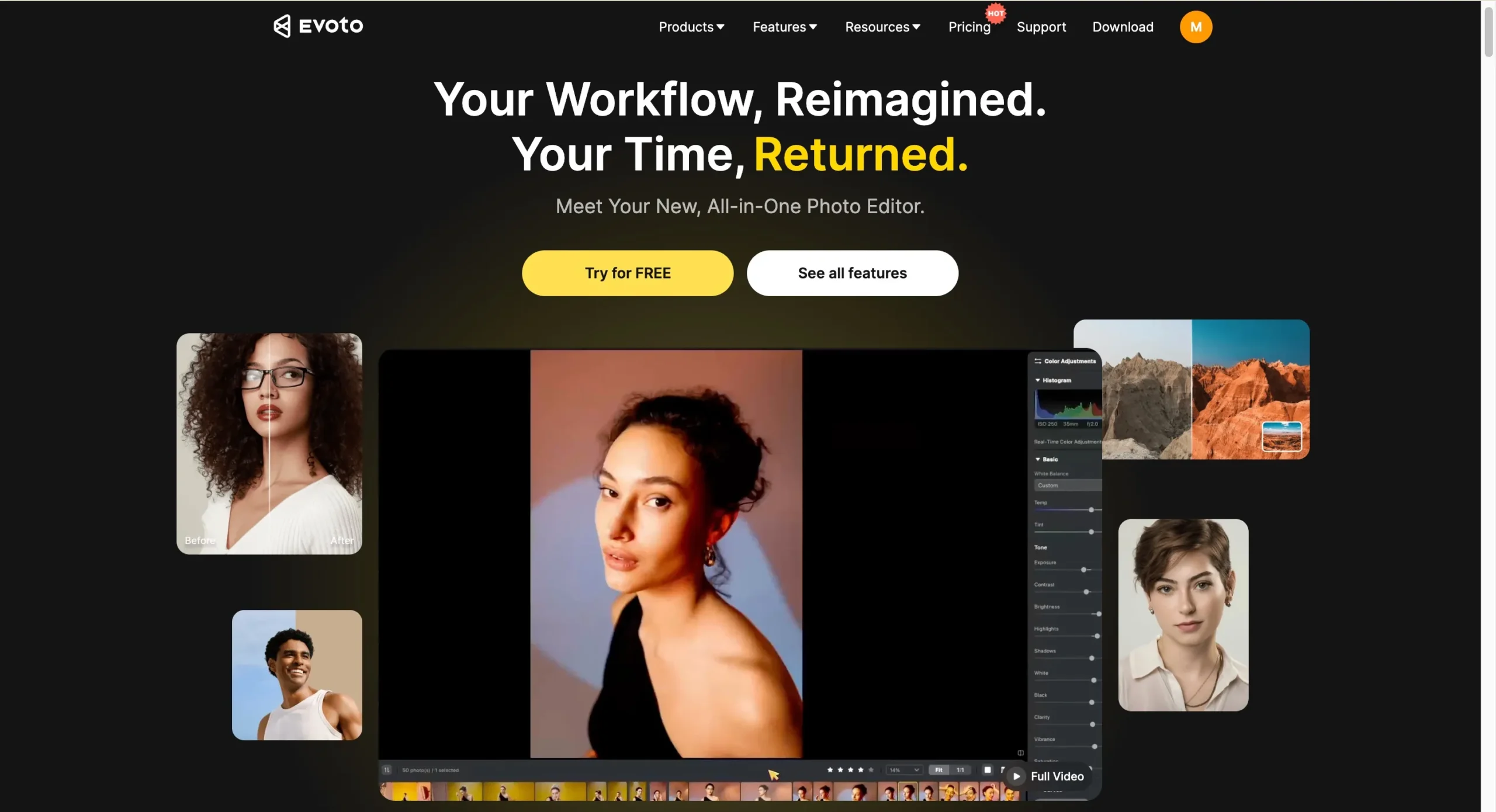 Editor Evoto para fluxo de retrato no Mac