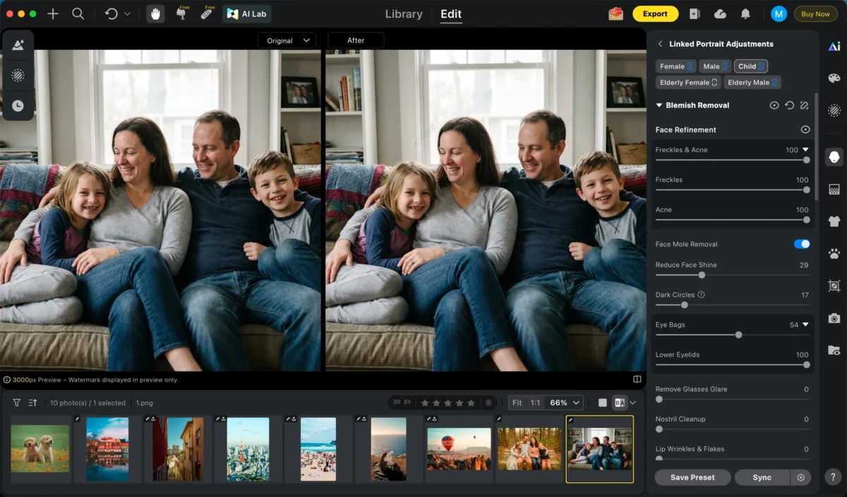 Skin Retouching in family photography