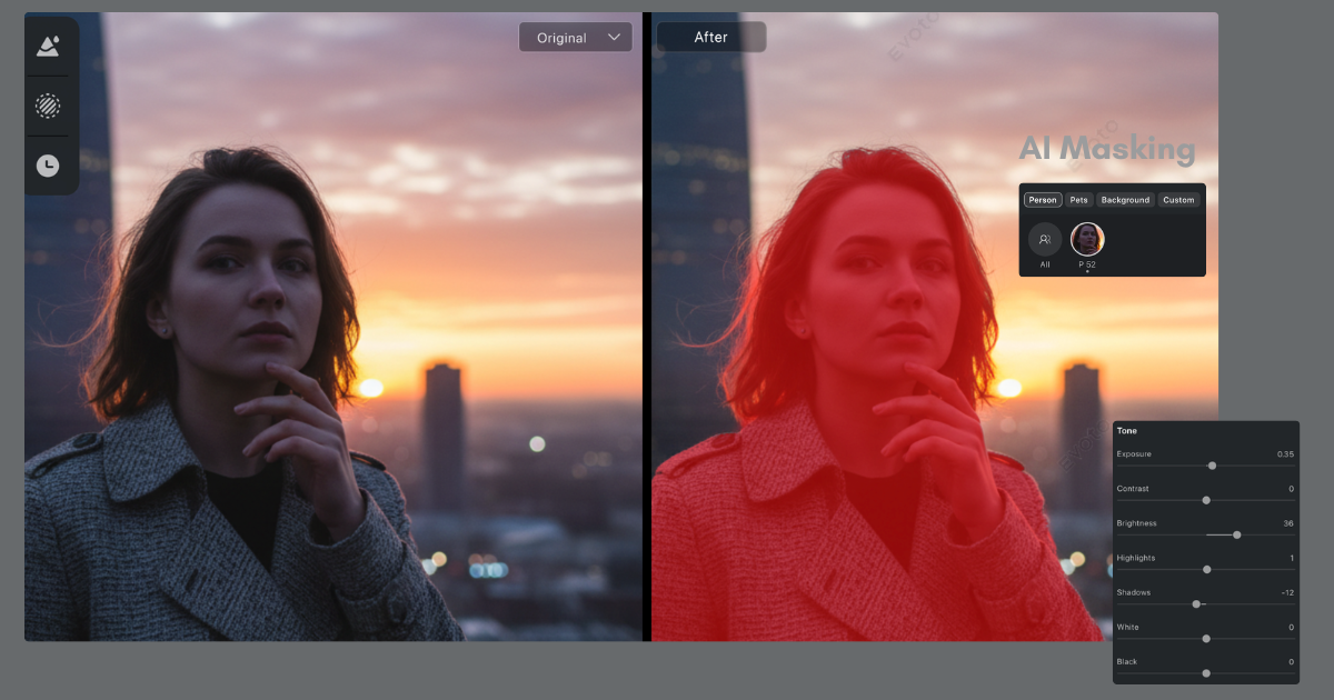 ai masking brighten face in photos