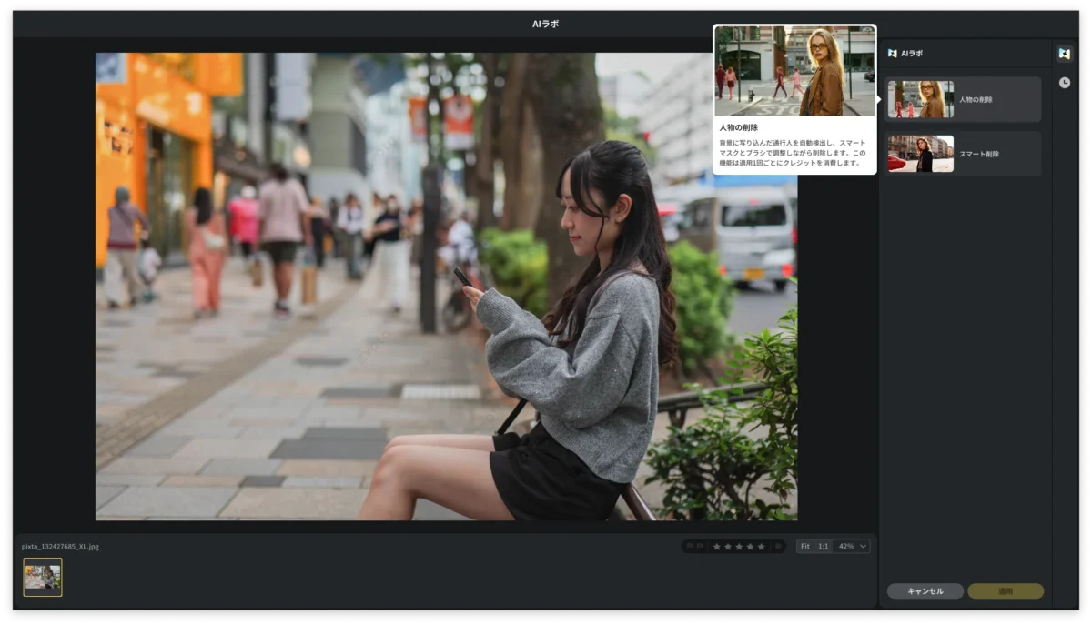 evoto ai 写真の人物削除