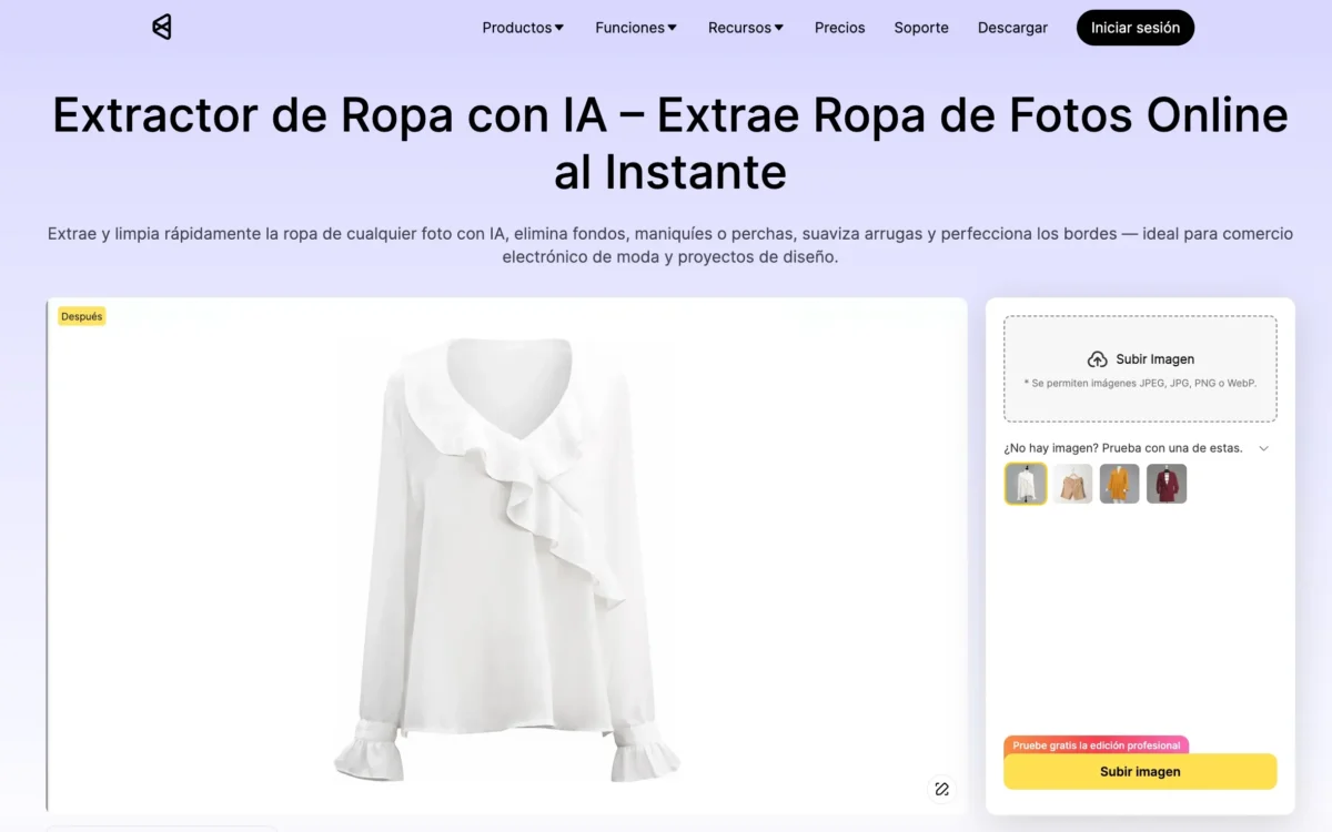 Carga por lotes de prendas en Evoto para procesar imágenes de maniquí fantasma