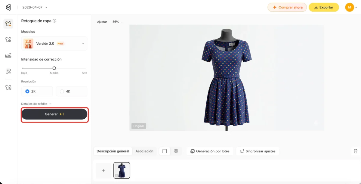 Generación por lotes de imágenes de maniquí fantasma para varias prendas en Evoto