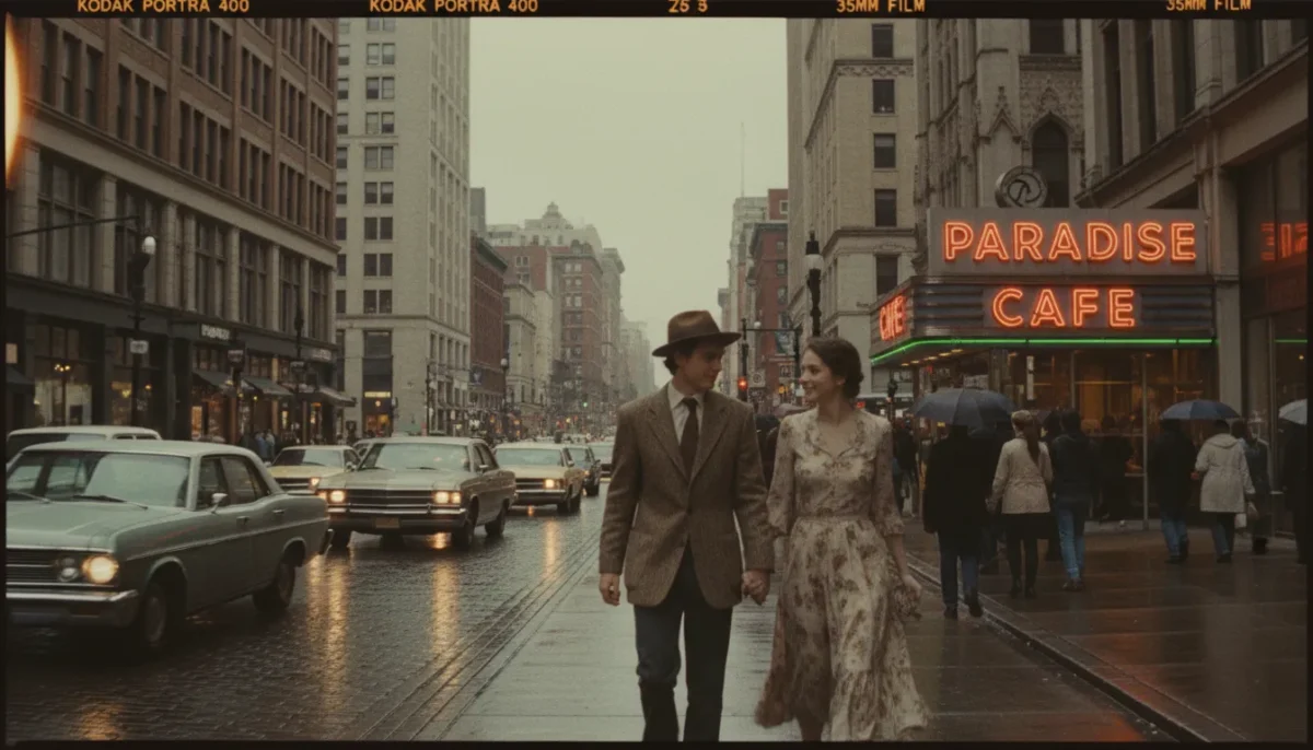 Características gerais do visual de filme 35mm em uma foto digital