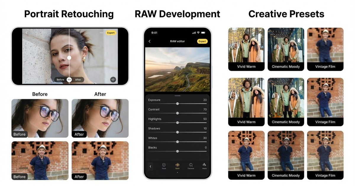 Schnellvergleich der besten KI-Fotoeditor-Apps für Android