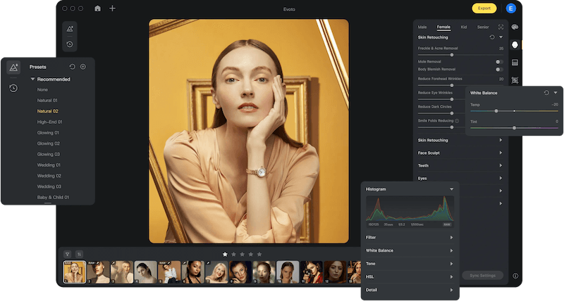 Editor de foto com sardas aplicadas de forma natural
