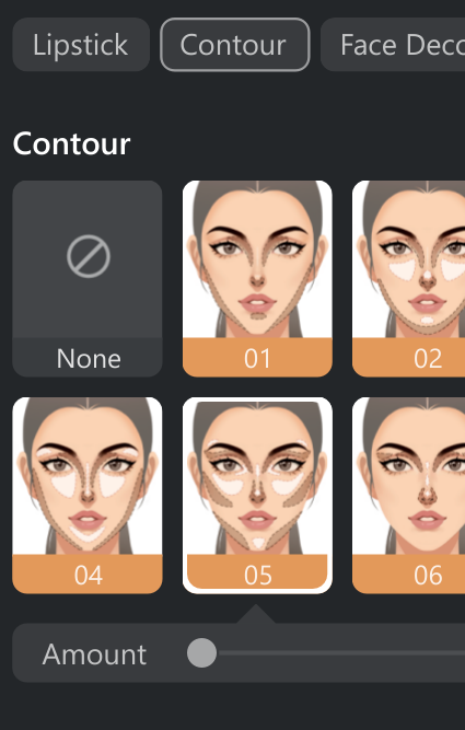 Preset de contorno aplicado para reforçar a sombra do nariz