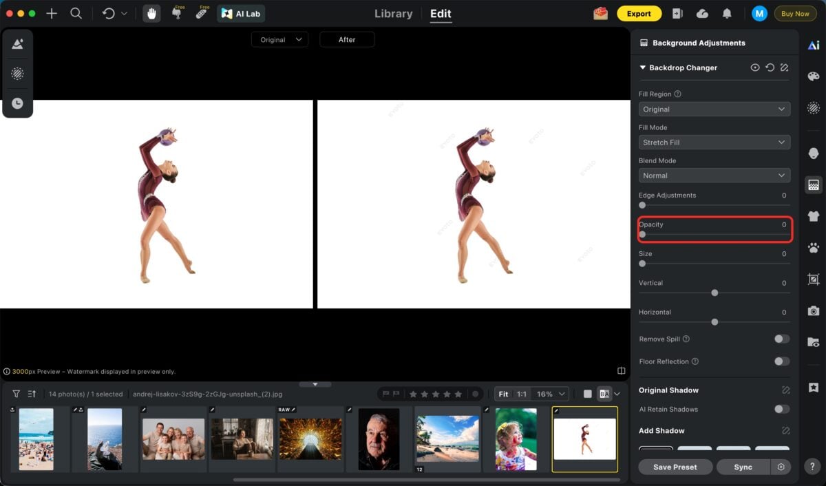 Lower the background opacity to 0