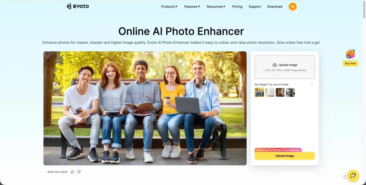 Abrir imagem no Evoto para restauração com inteligência artificial
