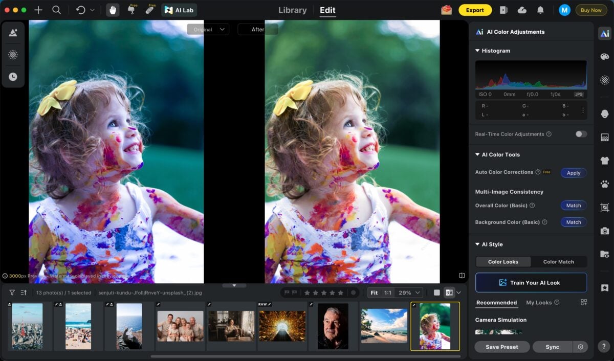 Open your image or image set in Evoto and finish the photo first