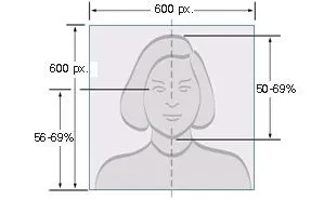 US Visas Digital Image Head Size Template Template digital de tamanho da cabeça para visto dos EUA