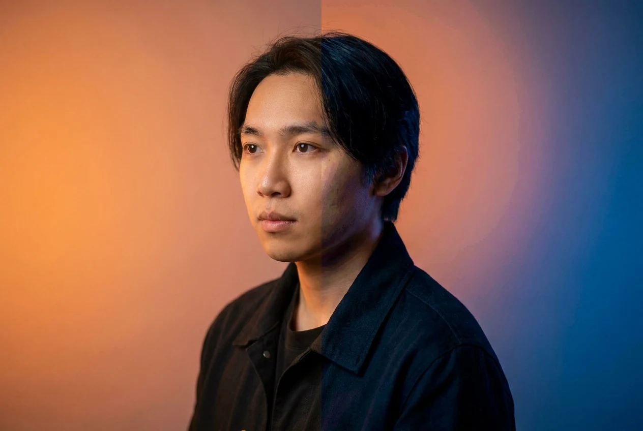 Image comparison where a smooth-toned portrait and gradient hold together more cleanly in one version and start breaking apart in the other under stronger editing pressure