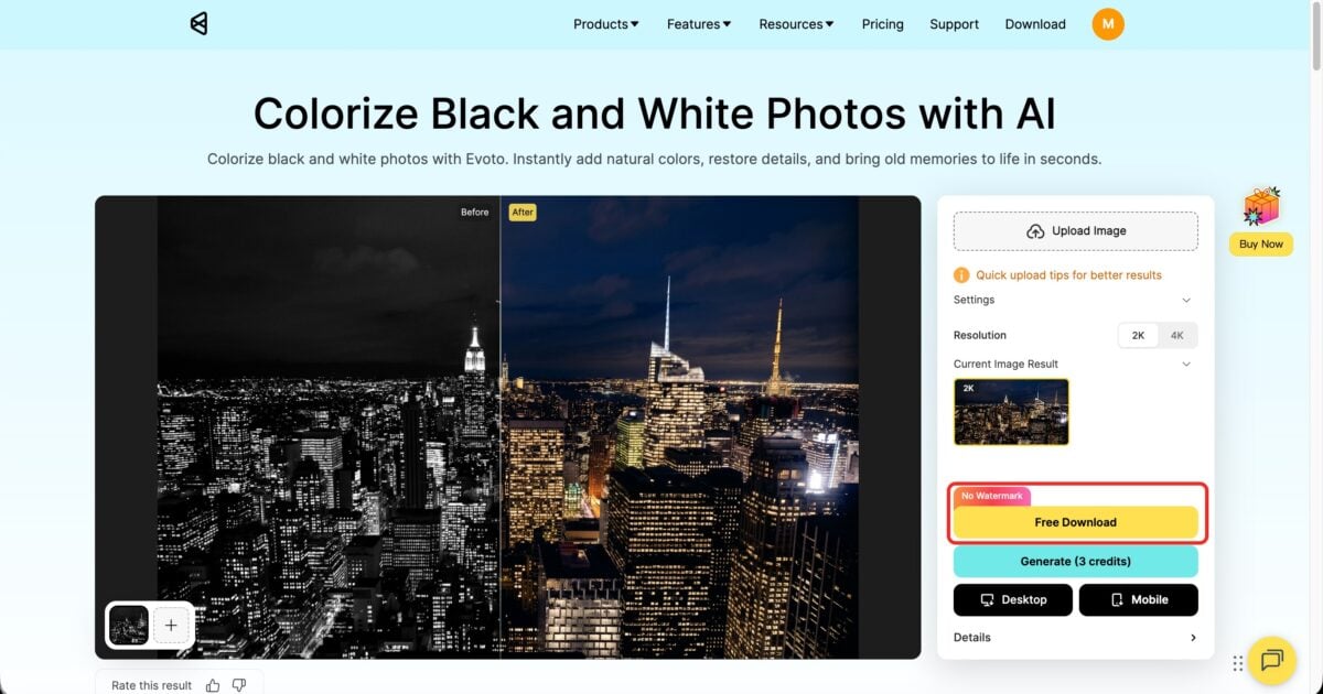 export the color photo