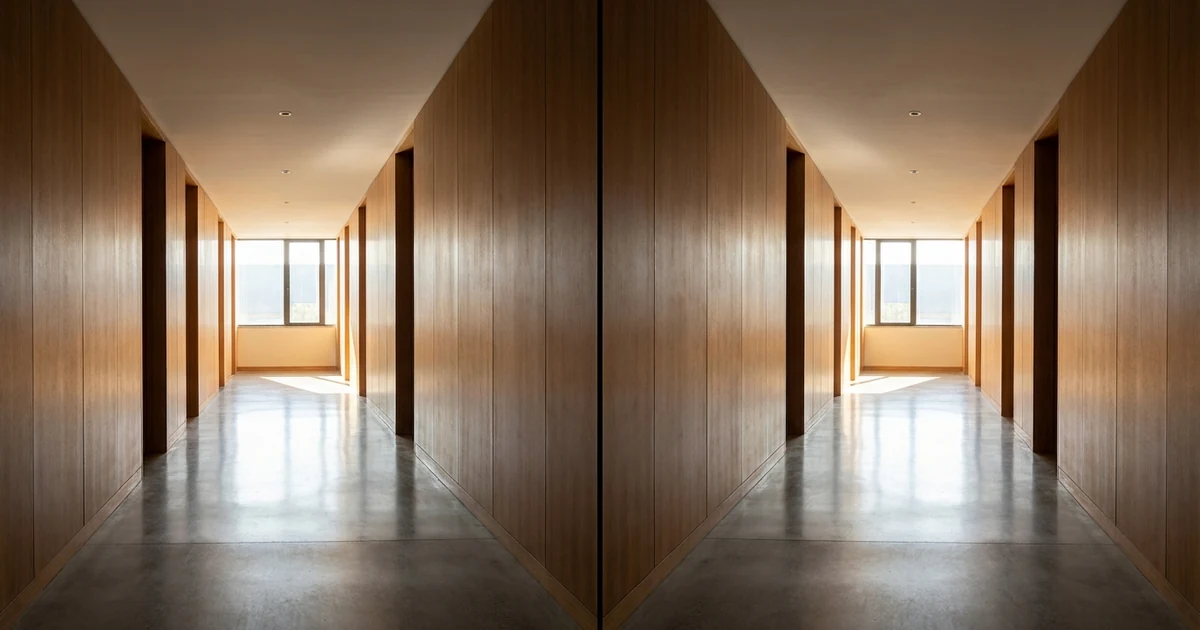 Escena arquitectónica centrada con un eje claro para mostrar cómo la fotografía simetría se siente precisa y visualmente satisfactoria