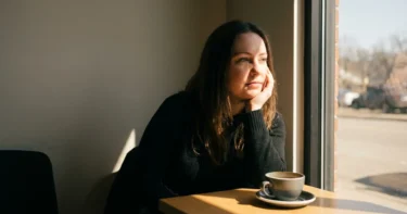 Natural portrait scene with realistic lighting showing a more dramatic high-contrast mood and a softer low-contrast mood without looking like a graphic comparison