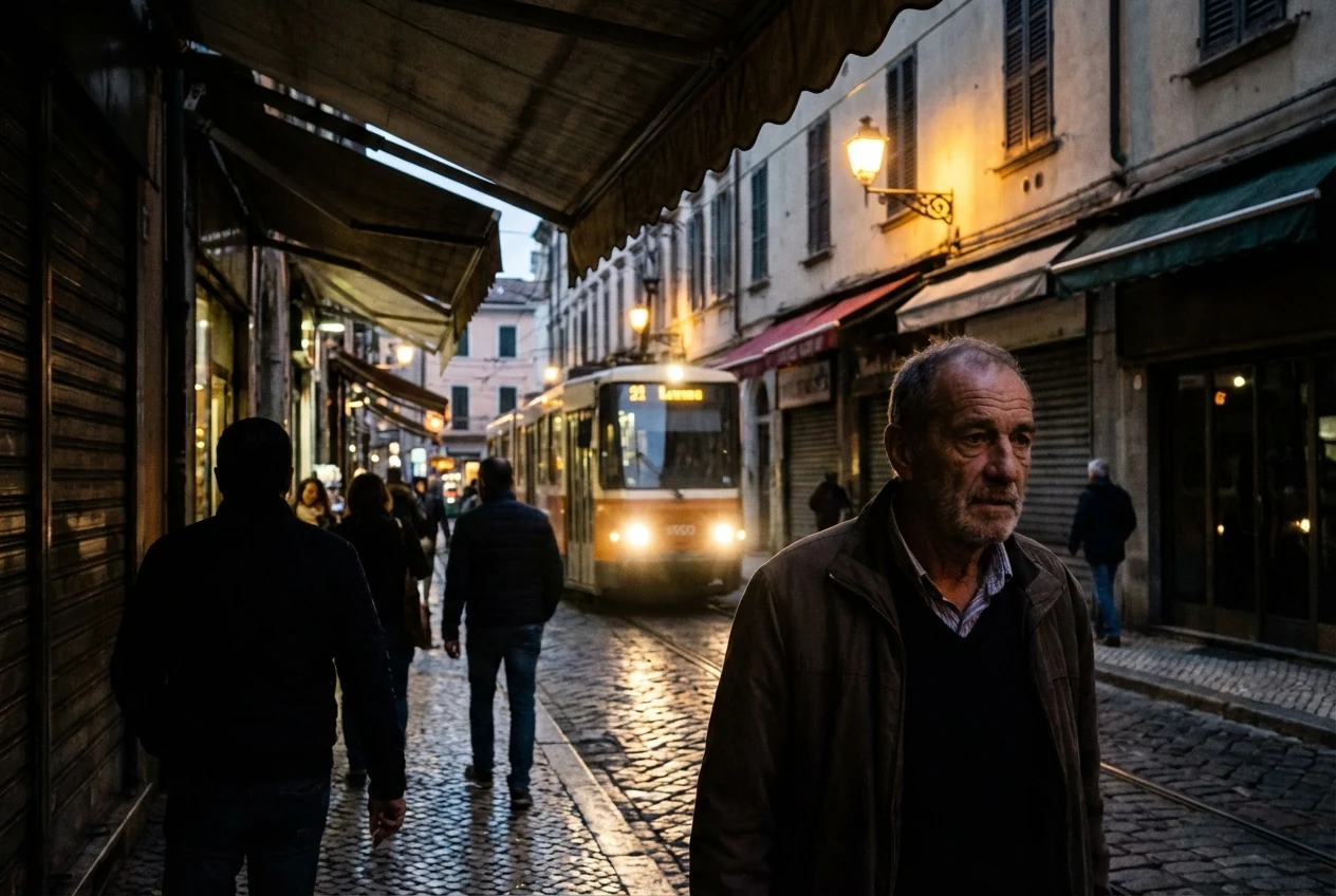 Moody portrait or street scene with deep shadows, bright highlights, and strong tonal separation showing what a high contrast image looks like in a real photo
