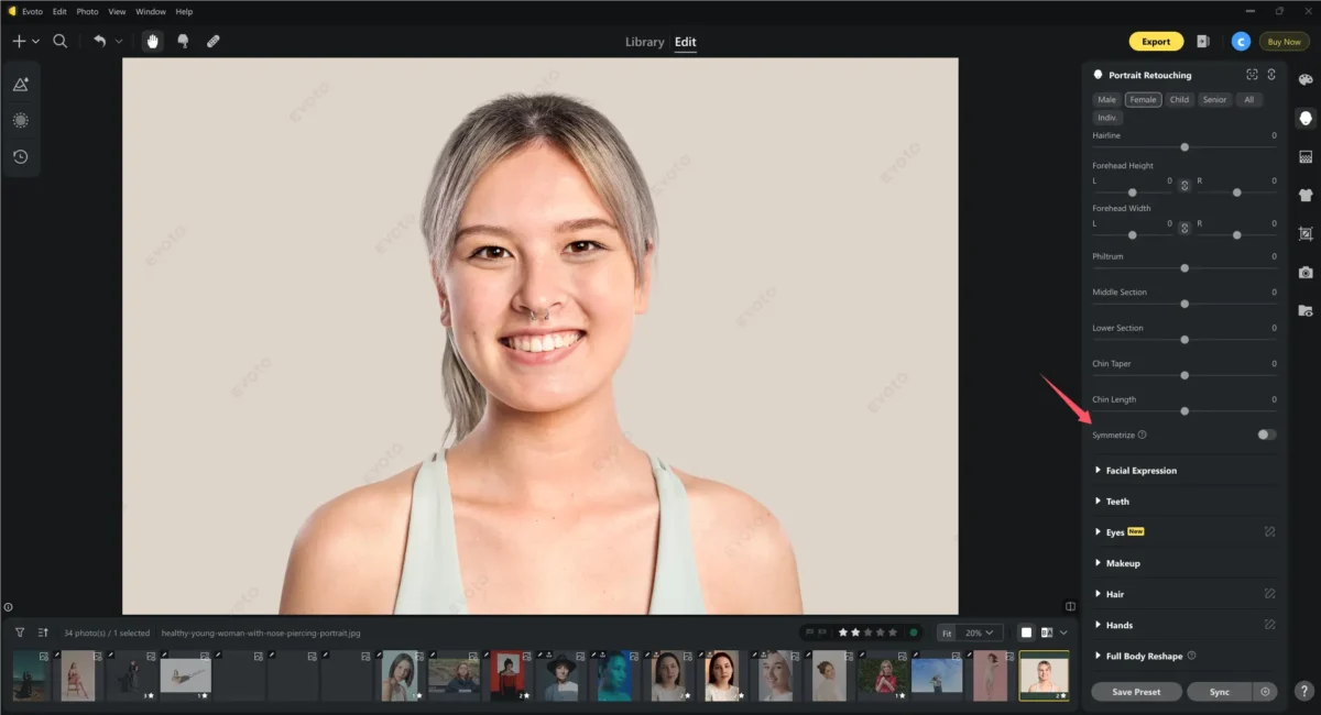 Acessar recurso Simetrizar no Evoto