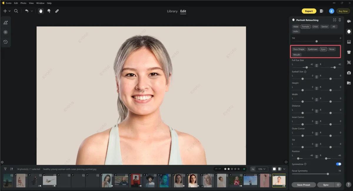 Ajuste local para corrigir assimetria em áreas específicas
