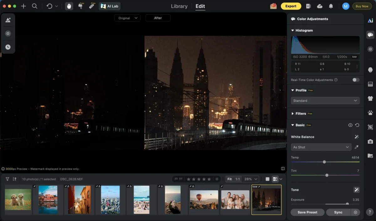 Importar foto com ruído no Evoto