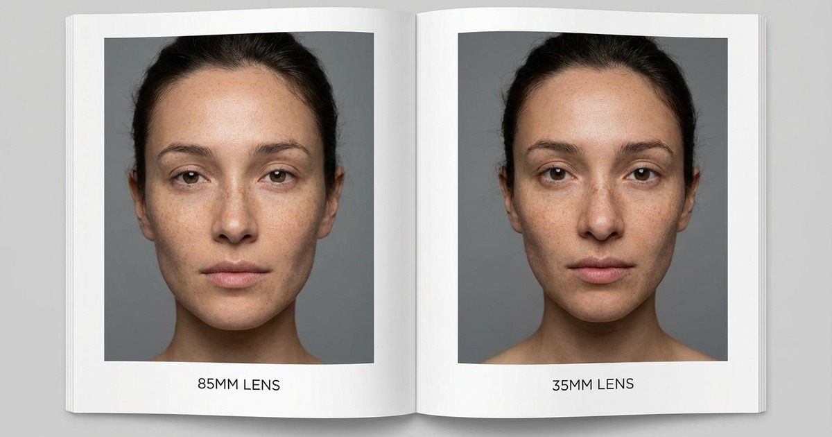 lens distance portrait nose perspective Effet de la distance et de la focale sur les proportions du nez en portrait