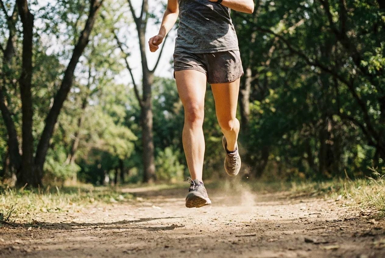 Runner frozen sharply mid-stride in daylight to show when a fast shutter speed is useful