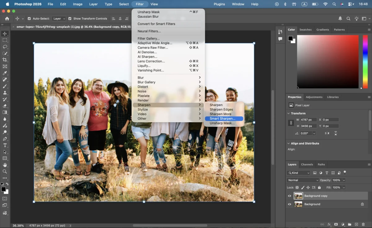Aplicar Smart Sharpen no Photoshop para recuperar nitidez