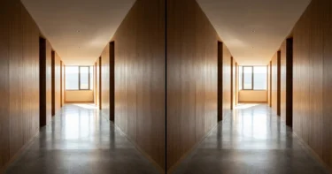 Centered symmetrical architectural scene with one clear axis to show how symmetry photography feels precise and visually satisfying