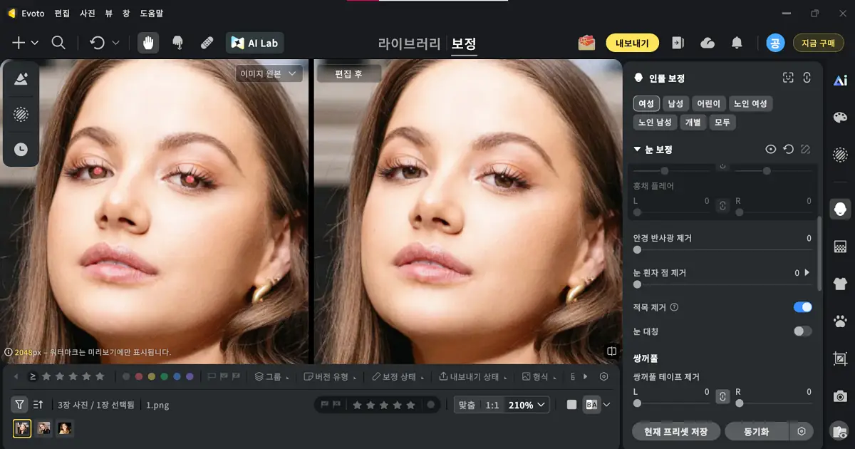 사진 편집 적목 제거 소프트웨어